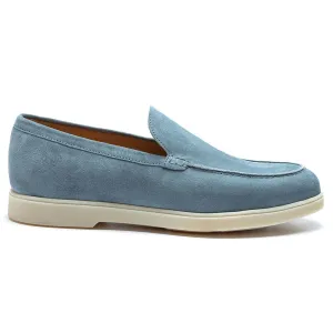 5 CM/1.95 Inches CMR CHAMARIPA Handcrafted Elevator Shoes For Men - Light Blue Suede Apron Toe Loafers