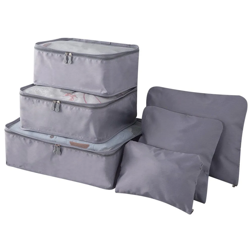 6Pcs/Set Lightweight Luggage Travel Bags Men And Women Packing Cubes Organizer Compression Pouches