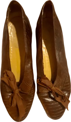 70s/80s R Lauren Couture Brown Lizard Withbowtie Loafers By Ralph Lauren