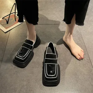 Aiertu Mixed Colors Square Toe Flat Platform Shoes for Women Vintage Style Mary Jane Loafers For Autumn лоферы женские Women Pump Shoes