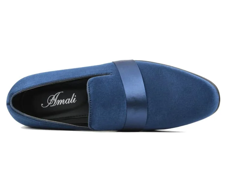 Amali Knight Navy Velvet Loafers Men’s Velvet