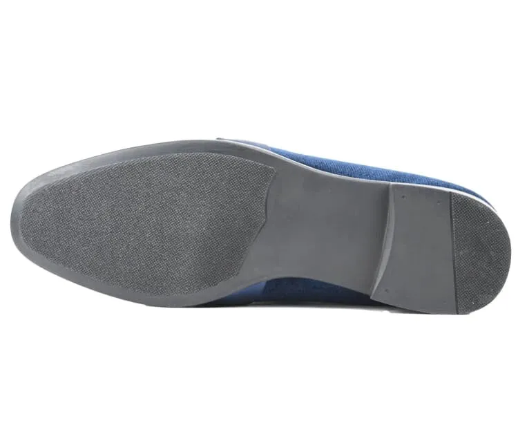 Amali Knight Navy Velvet Loafers Men’s Velvet