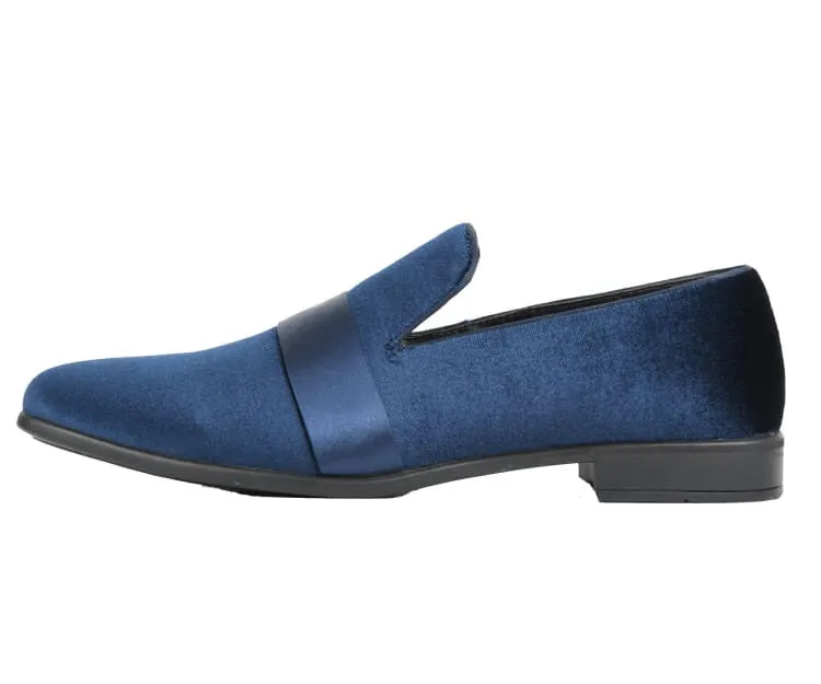 Amali Knight Navy Velvet Loafers Men’s Velvet