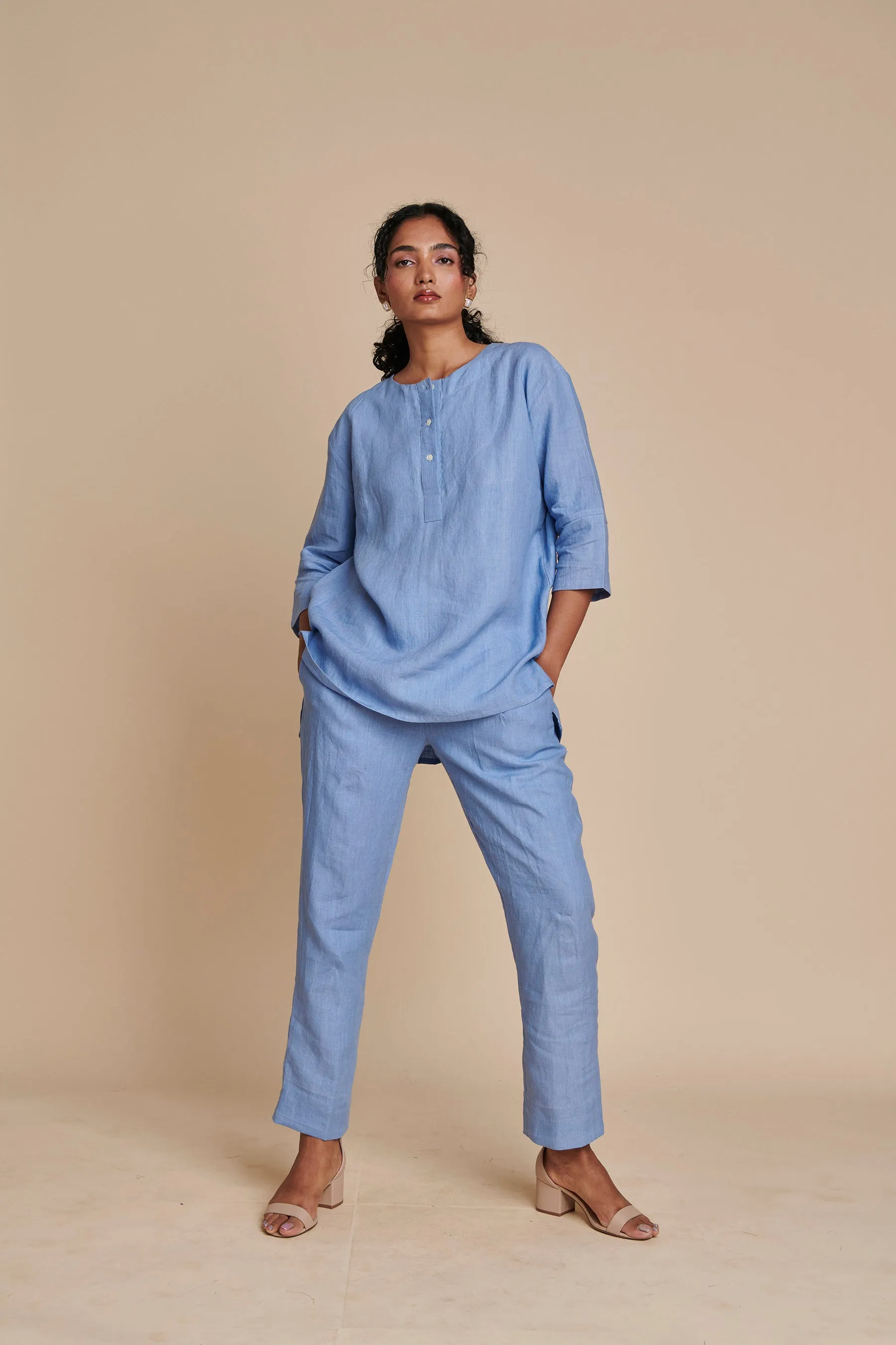 Ashwem Linen Short Kurta Set