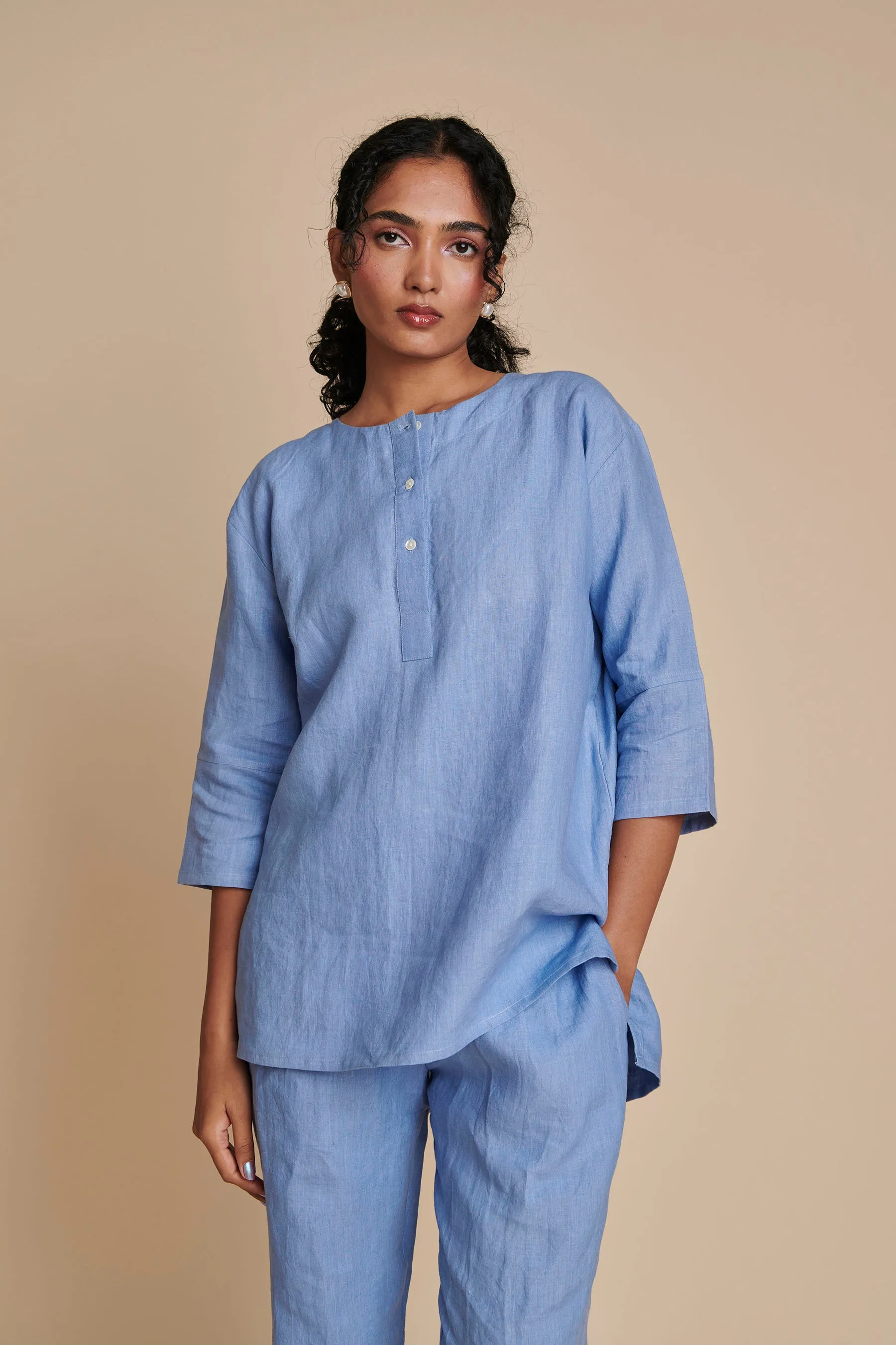 Ashwem Linen Short Kurta Set
