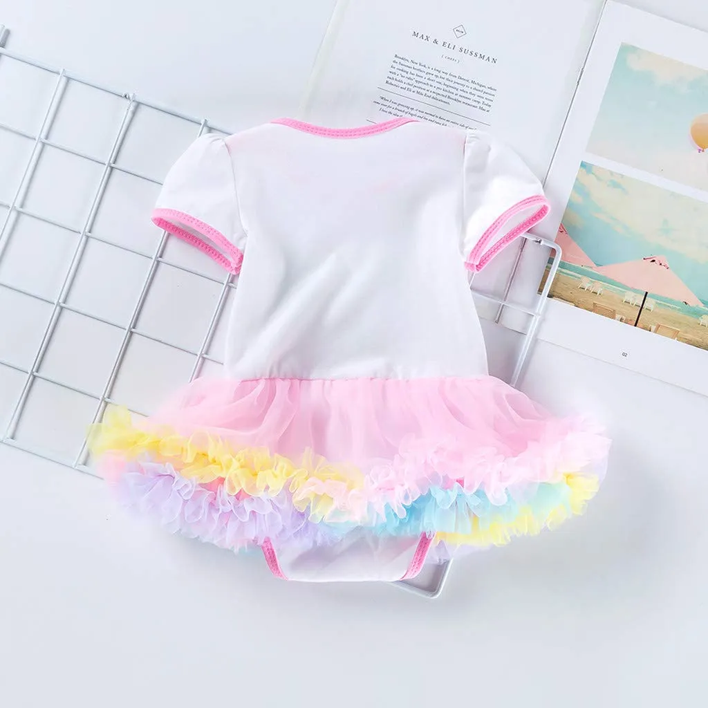 Baby Girl 1st Easter Dress Rompers Skirt with Headband Leggings and Shoes ”My First Easter" Dress