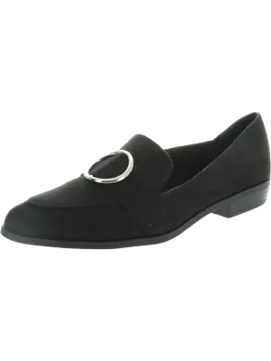 BAR III Womens Black Metallic Ring Accent Padded Involve Pointed Toe Block Heel Slip On Loafers Shoes M