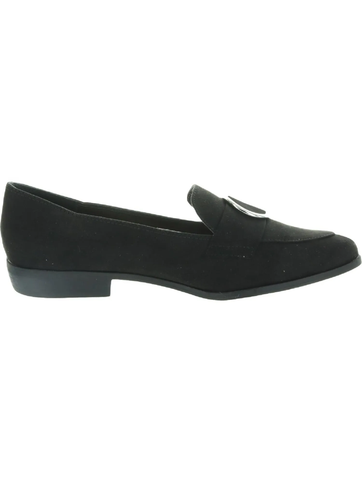 BAR III Womens Black Metallic Ring Accent Padded Involve Pointed Toe Block Heel Slip On Loafers Shoes M