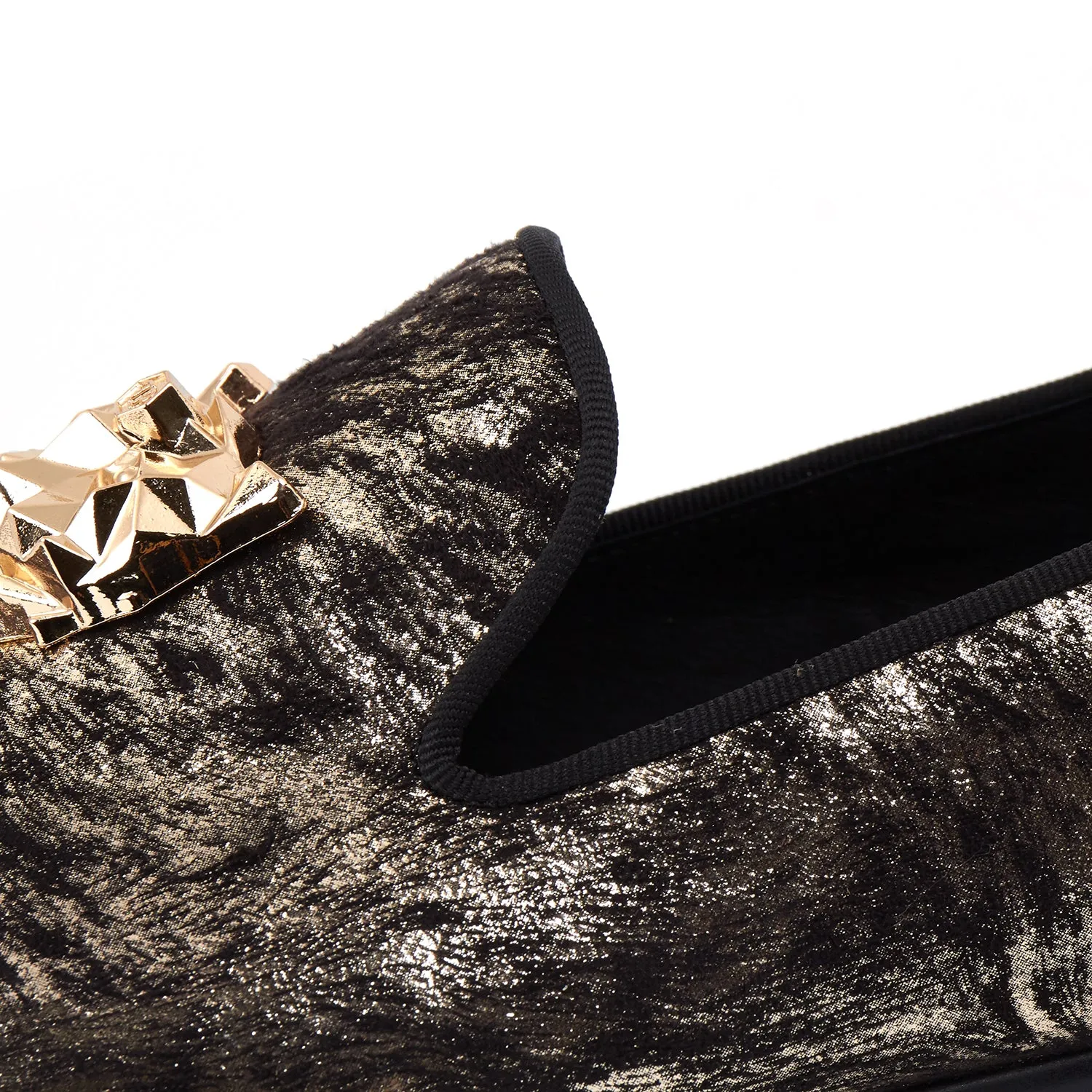 Beast Buckle Men Wedding Printed Velvet Loafer Shoes