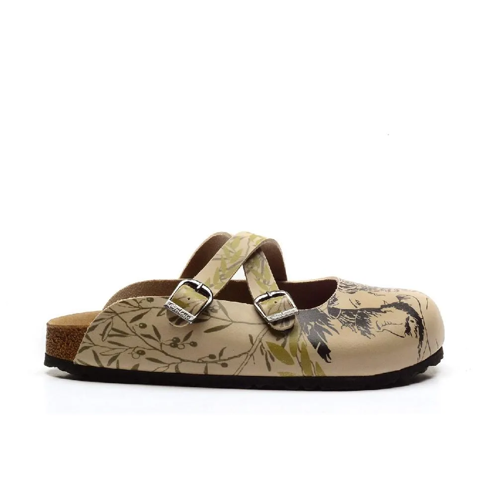 Beige & Green Man & Woman Clogs - CAL3208