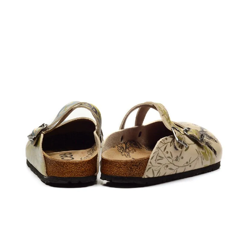 Beige & Green Man & Woman Clogs - CAL3208