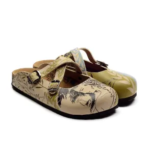 Beige & Green Man & Woman Clogs - CAL3208