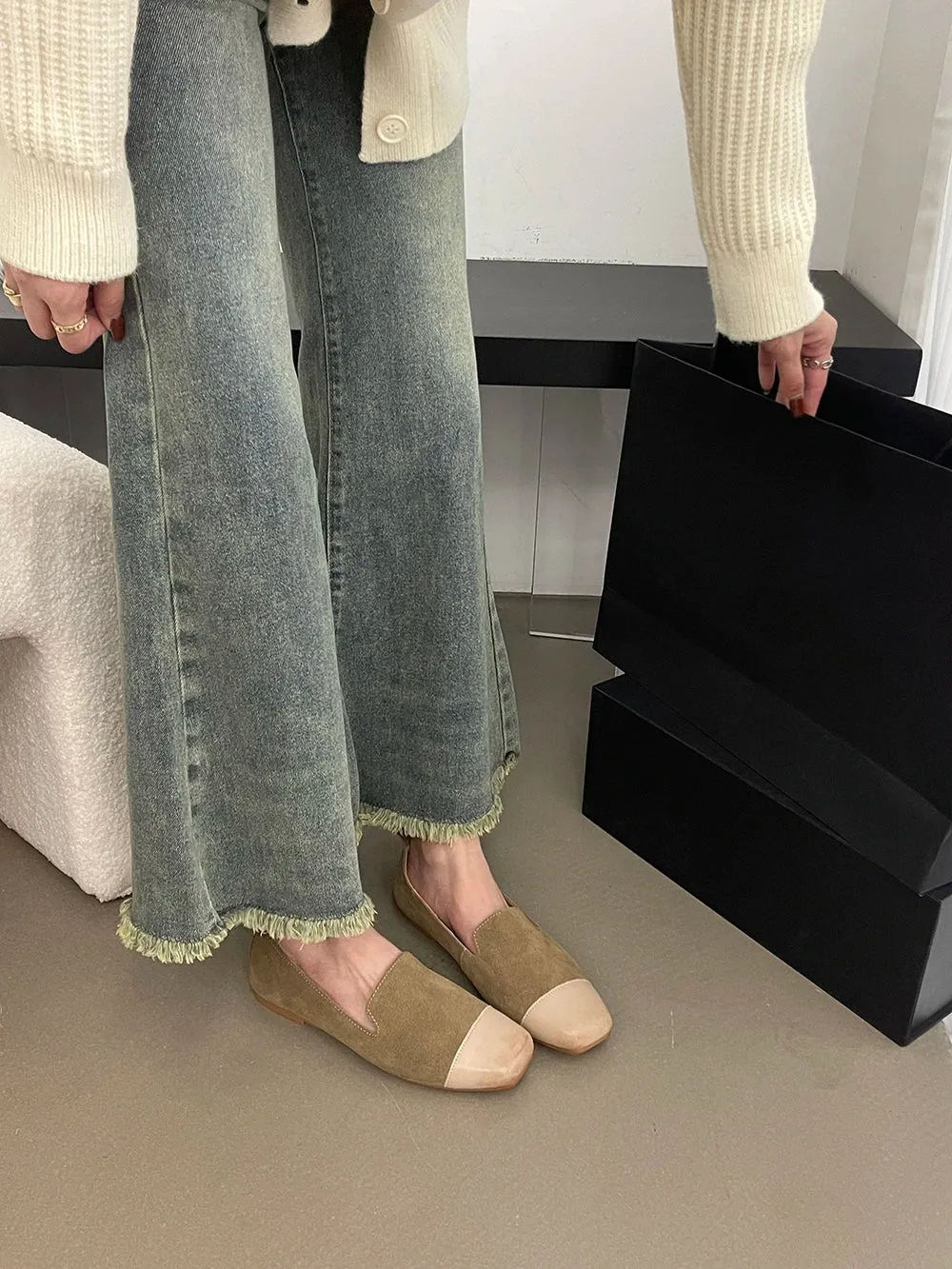 binfenxie  -  Round Toe Women Loafers Mary Janes Mixed Color 2024 New Arrivals Sexy Party Flat Heeled Fashion Autumn Spring Dress Shoes Woman