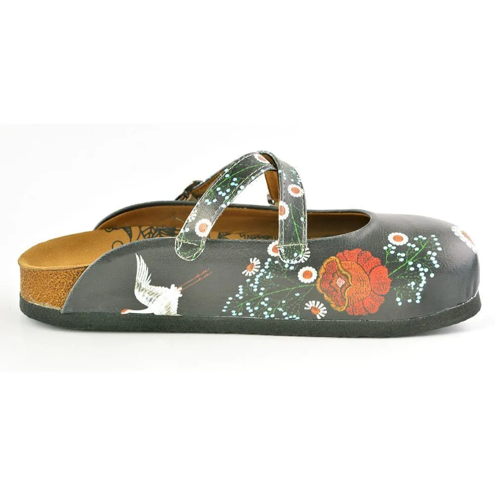 Black & Red Floral Crisscross Clogs WCAL165