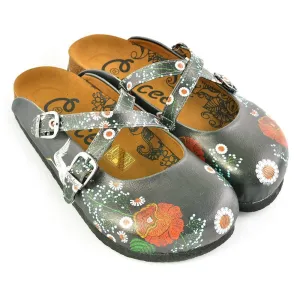 Black & Red Floral Crisscross Clogs WCAL165