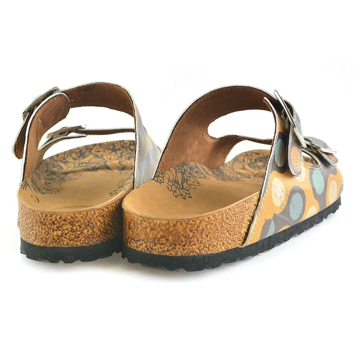 Blue & Orange Dot Two-Strap Buckle Sandal CAL201