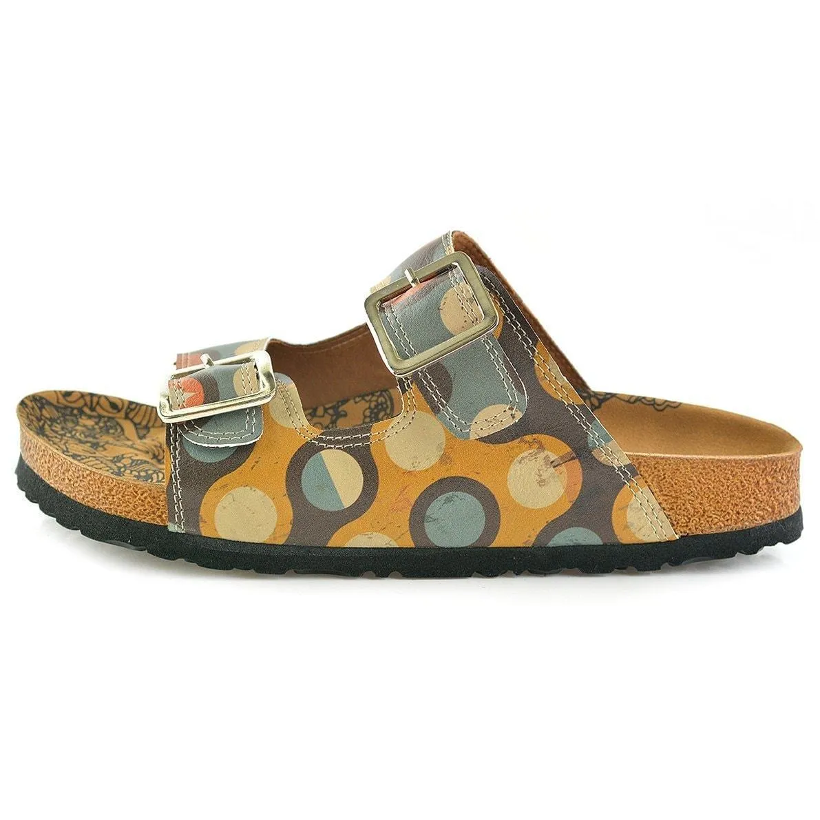 Blue & Orange Dot Two-Strap Buckle Sandal CAL201