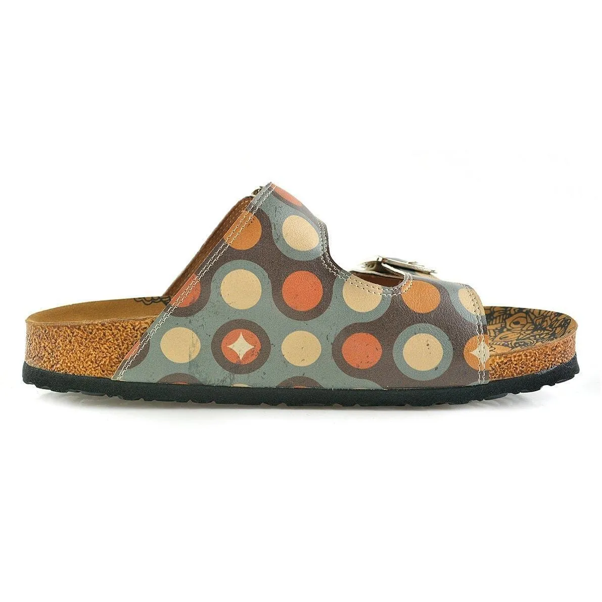 Blue & Orange Dot Two-Strap Buckle Sandal CAL201