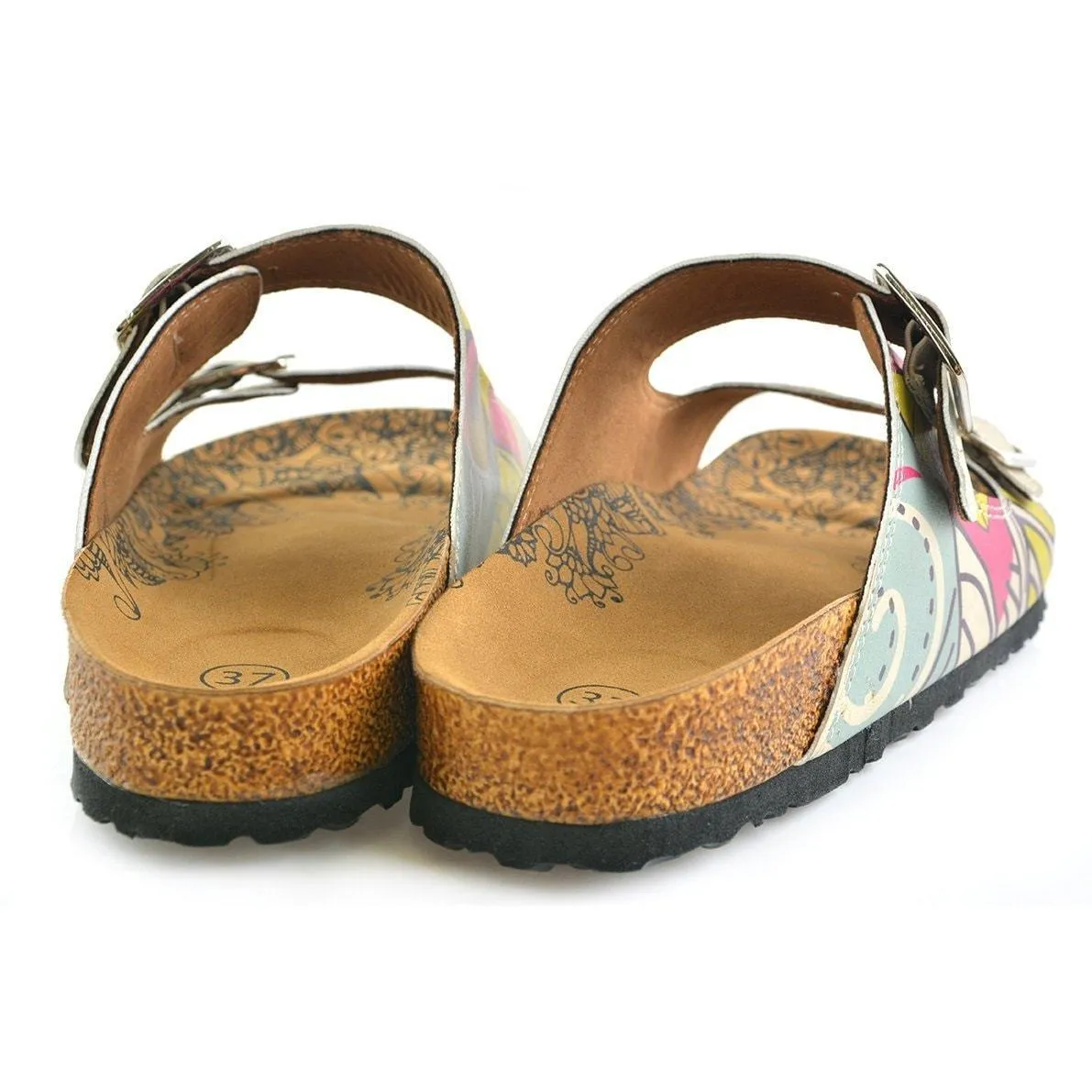 Blue & Pink Owl Two-Strap Buckle Sandal CAL205