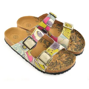 Blue & Pink Owl Two-Strap Buckle Sandal CAL205