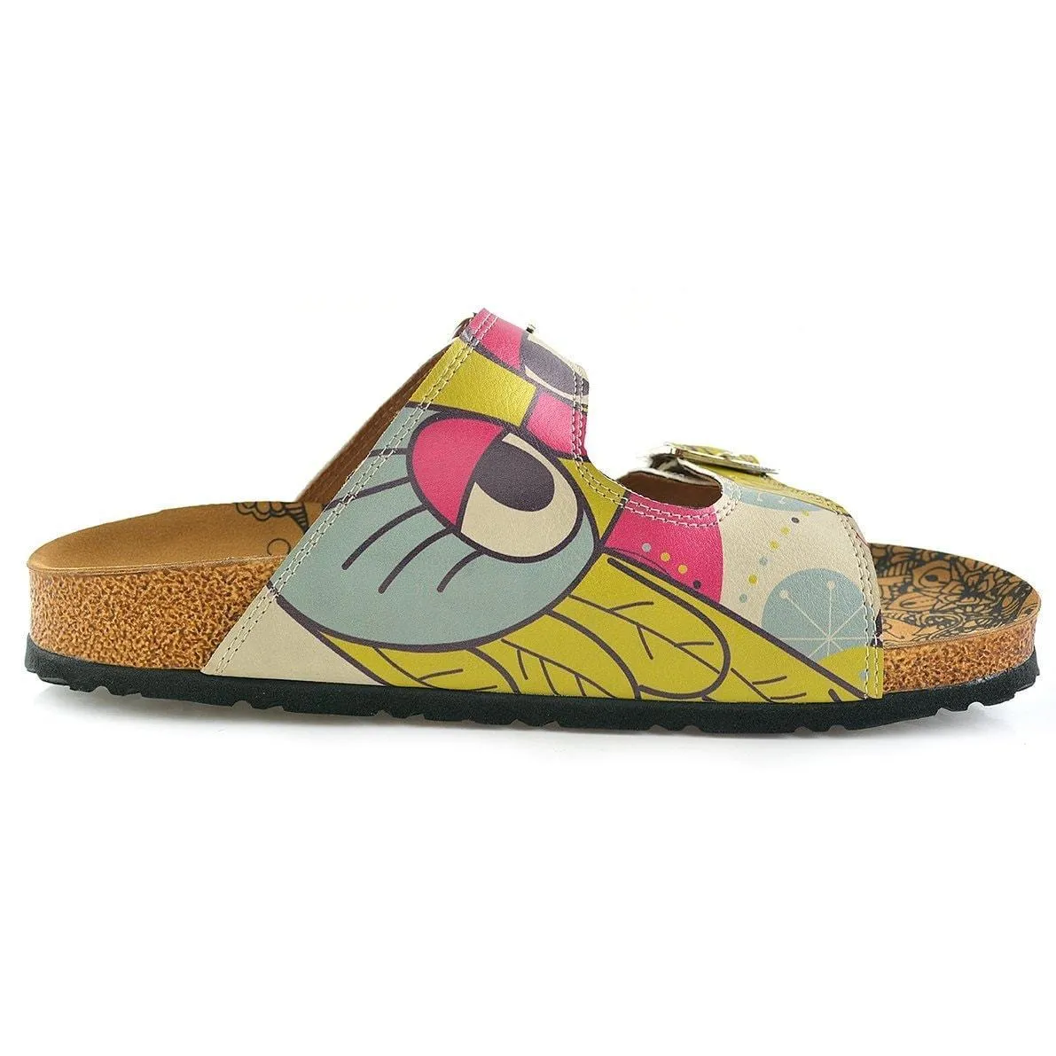Blue & Pink Owl Two-Strap Buckle Sandal CAL205