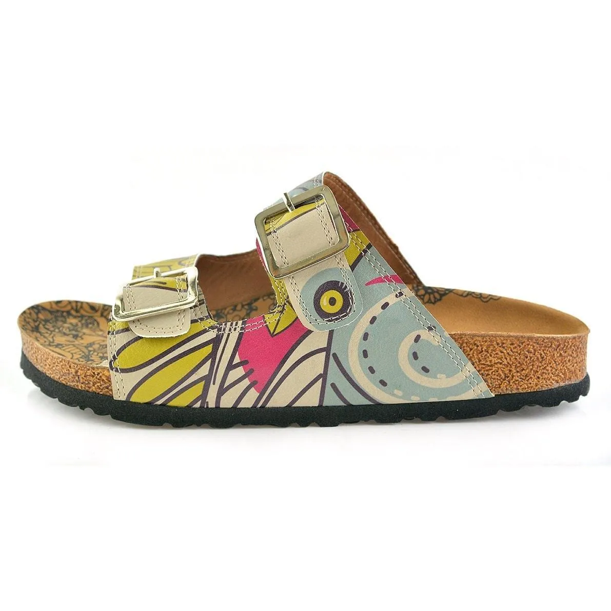 Blue & Pink Owl Two-Strap Buckle Sandal CAL205