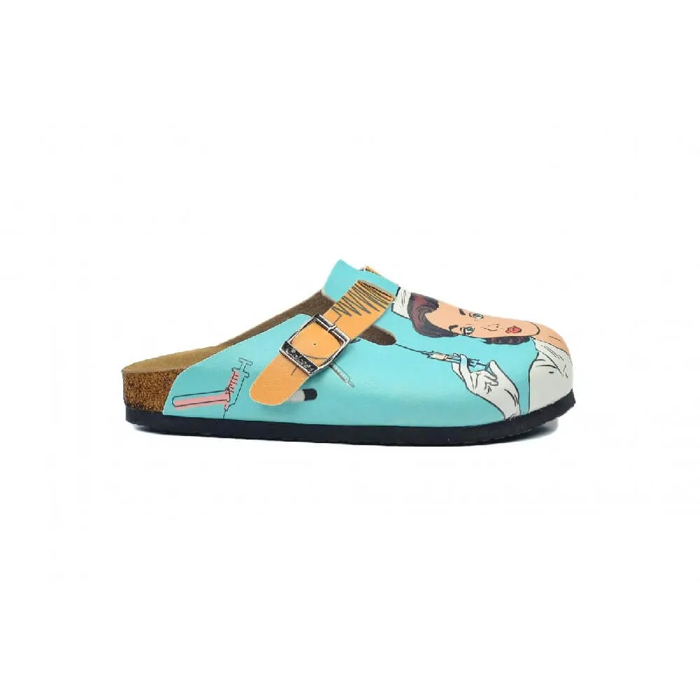 Blue & White Nurse Clogs - WCAL3442
