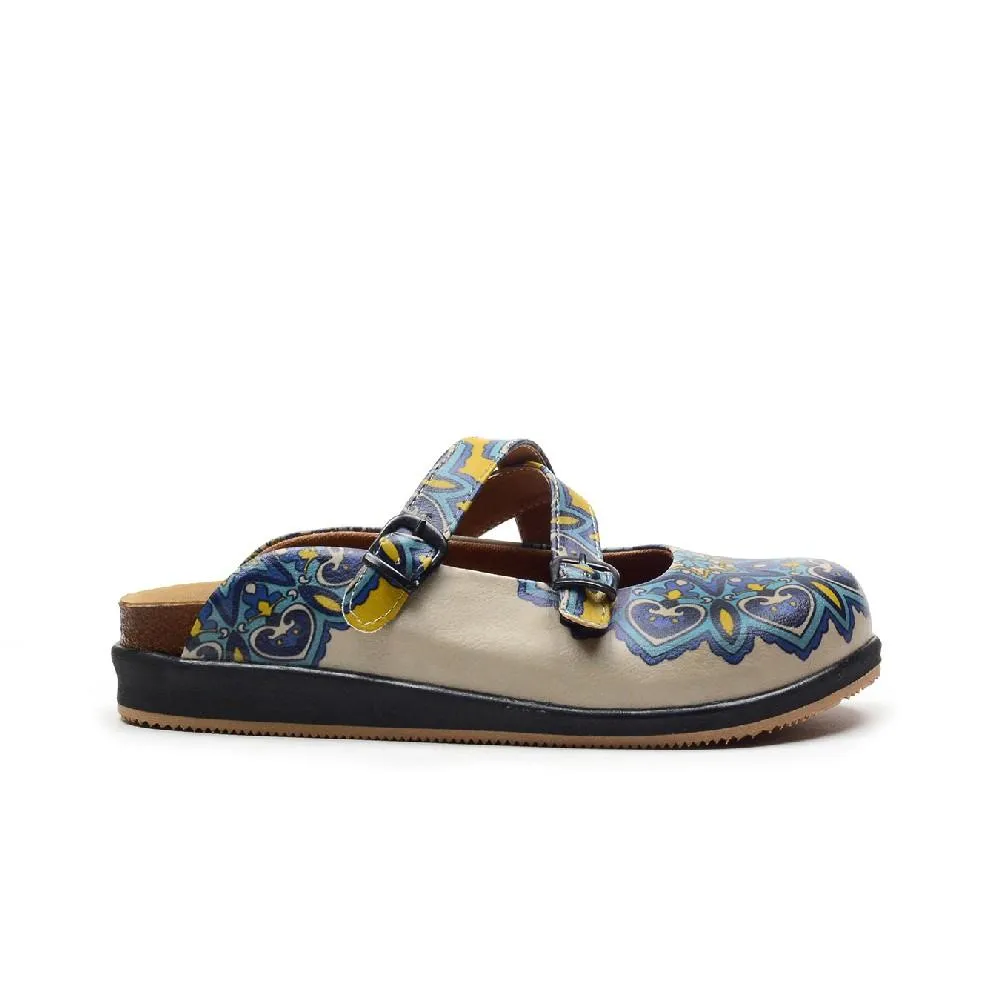 Blue & Yellow Abstract Clogs - GYB101