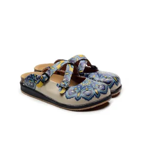 Blue & Yellow Abstract Clogs - GYB101