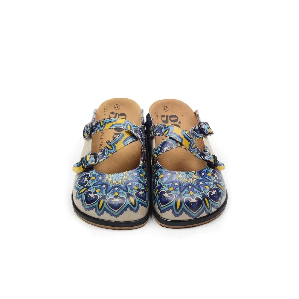 Blue & Yellow Abstract Clogs - GYB101