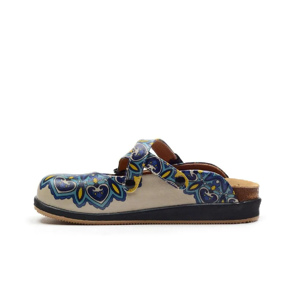 Blue & Yellow Abstract Clogs - GYB101