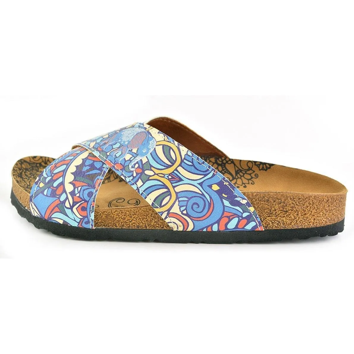 Blue & Yellow Elephant Cross-Strap Sandal CAL1108
