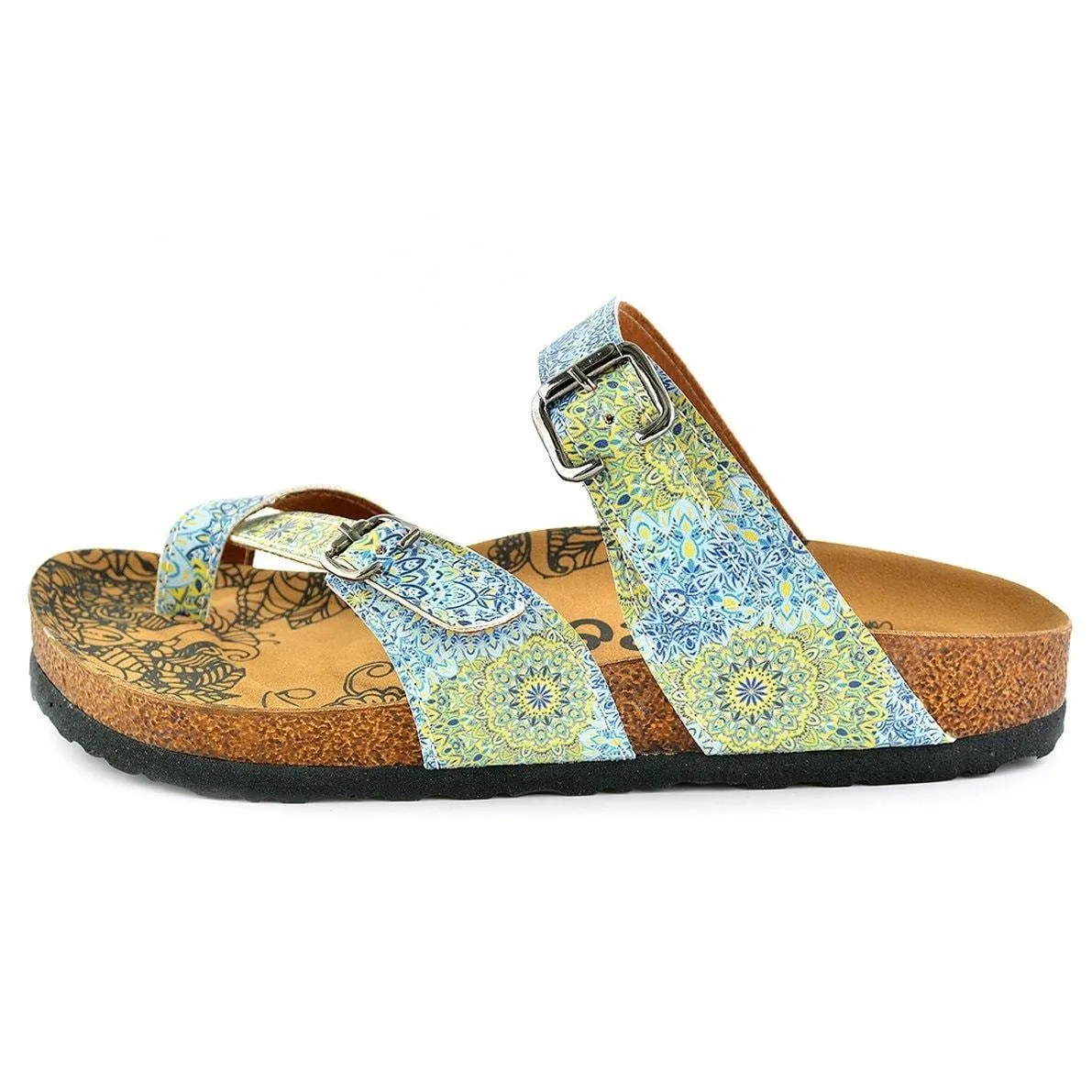 Blue & Yellow Floral Strappy Sandal CAL1005