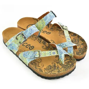 Blue & Yellow Floral Strappy Sandal CAL1005