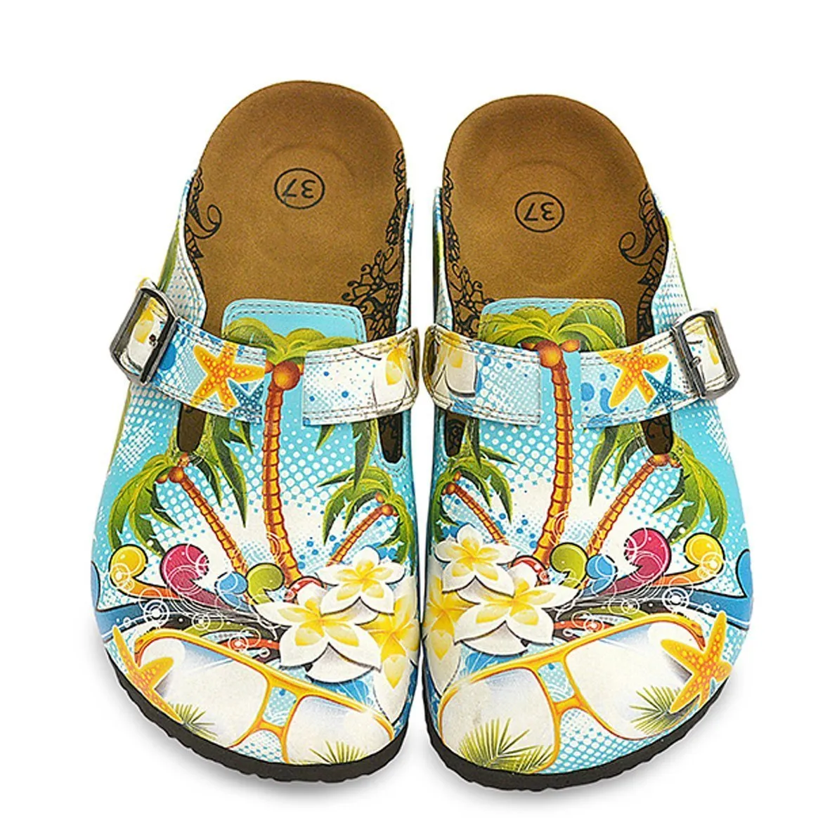 Blue & Yellow Tropical Clogs WCAL337