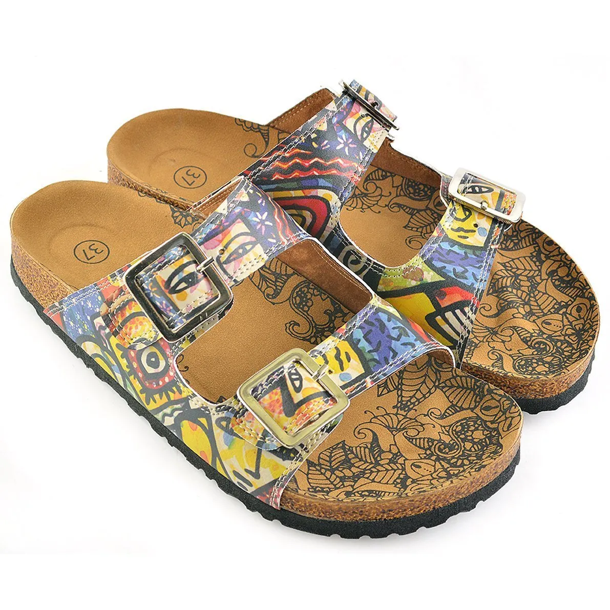 Blue Art Two-Strap Buckle Sandal CAL206