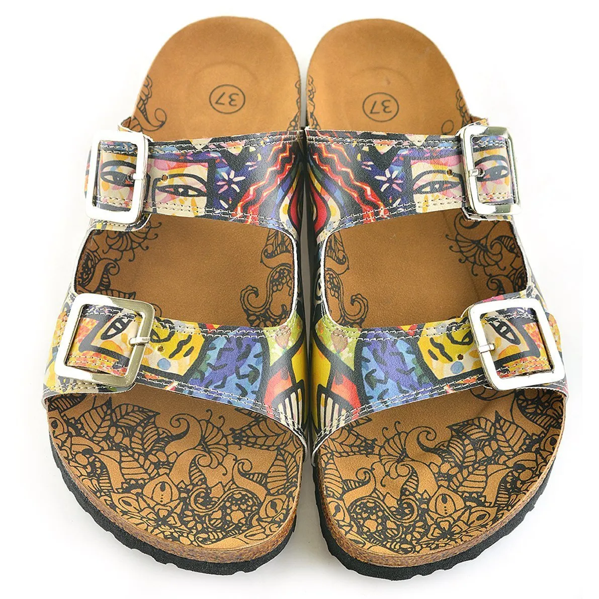 Blue Art Two-Strap Buckle Sandal CAL206