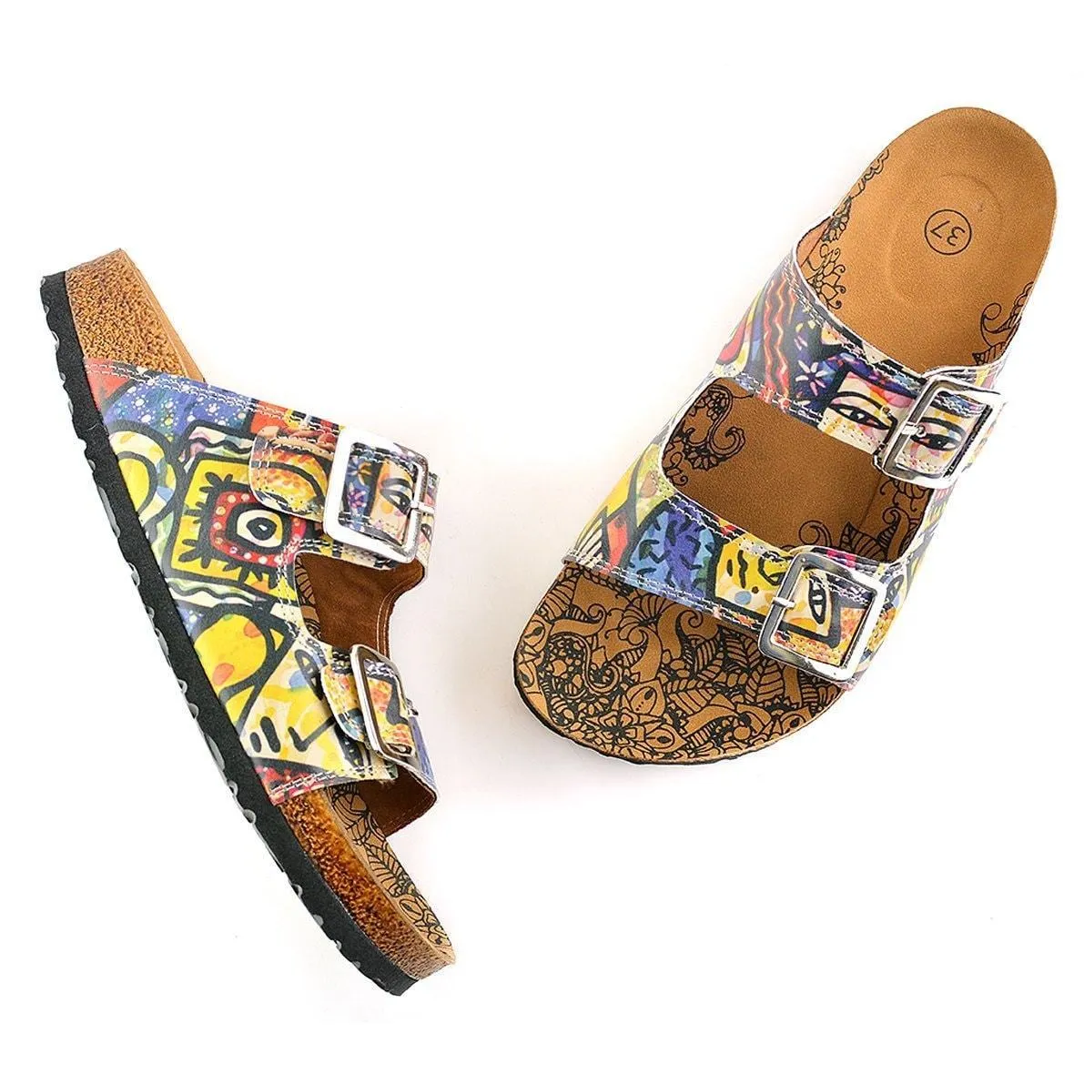 Blue Art Two-Strap Buckle Sandal CAL206