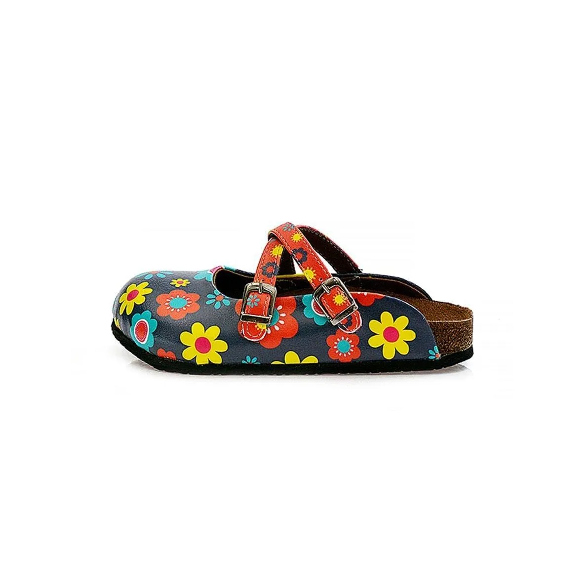 Blue Floral Cross-Strap Clogs WCAL129