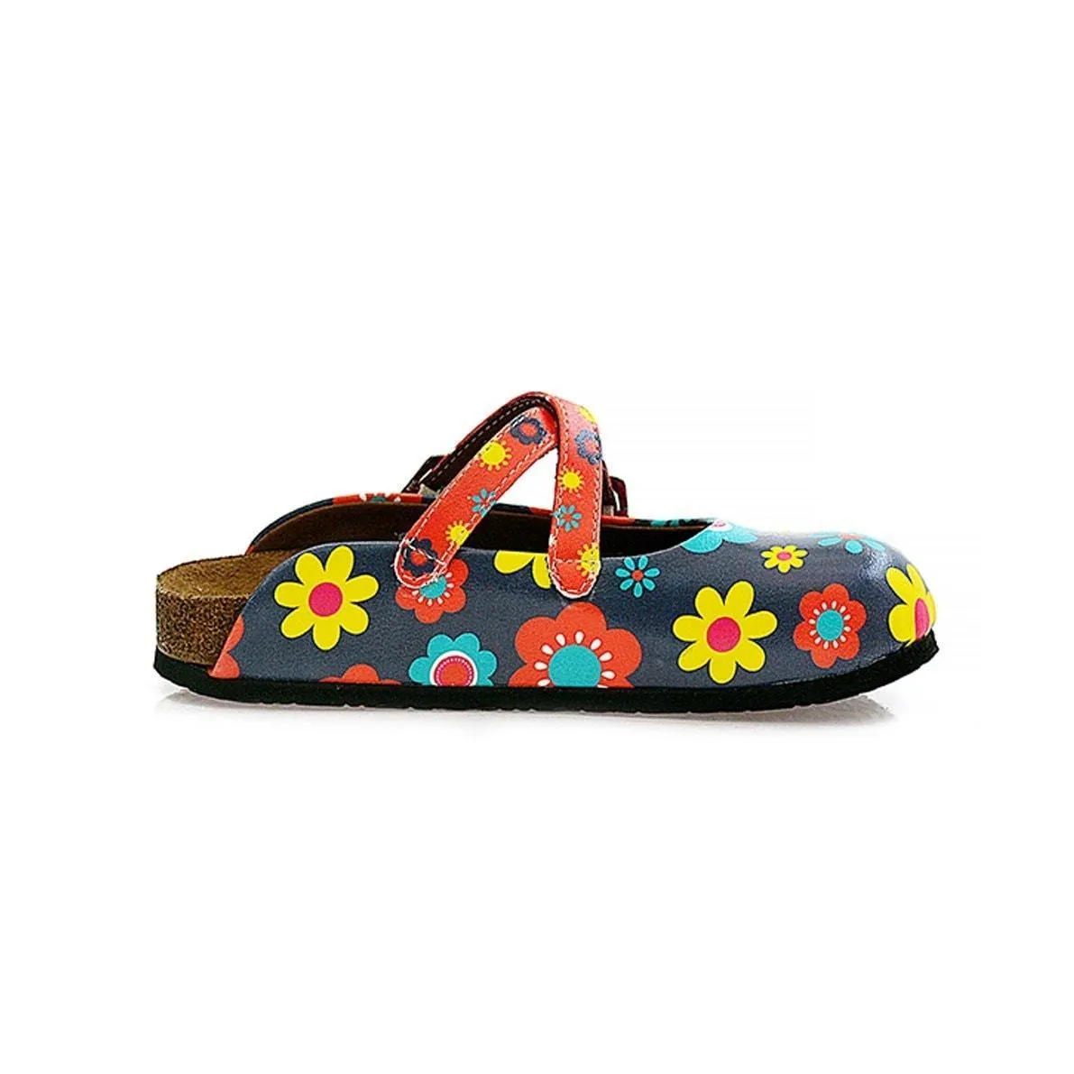 Blue Floral Cross-Strap Clogs WCAL129