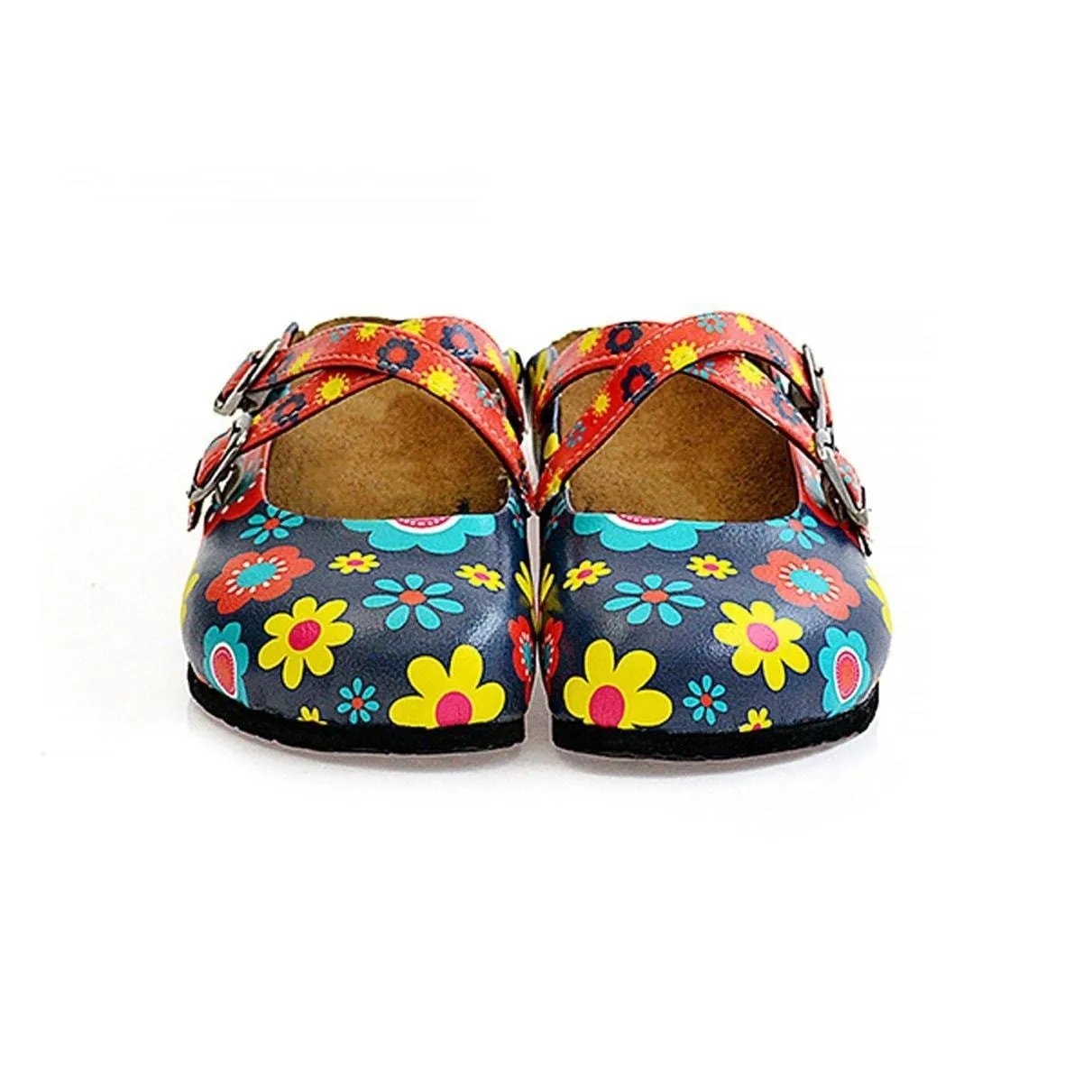 Blue Floral Cross-Strap Clogs WCAL129