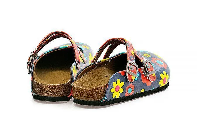 Blue Floral Cross-Strap Clogs WCAL129