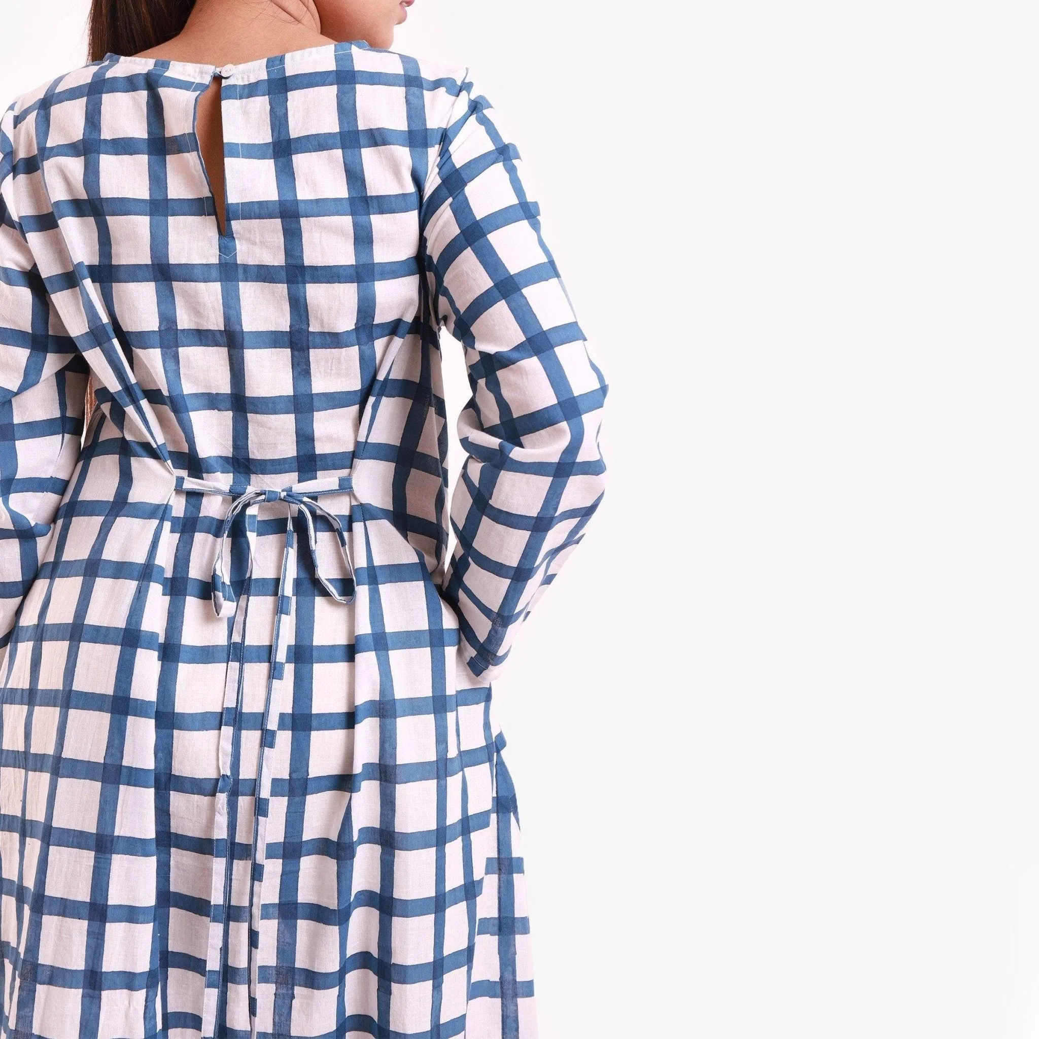 Blue Hand Block Printed Cotton Maxi Dress