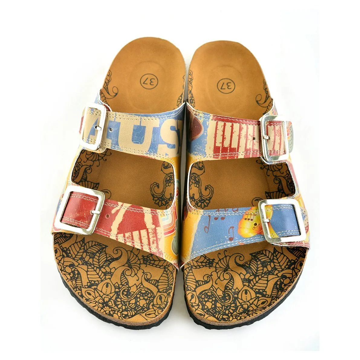 Blue Music Two-Strap Buckle Sandal CAL204