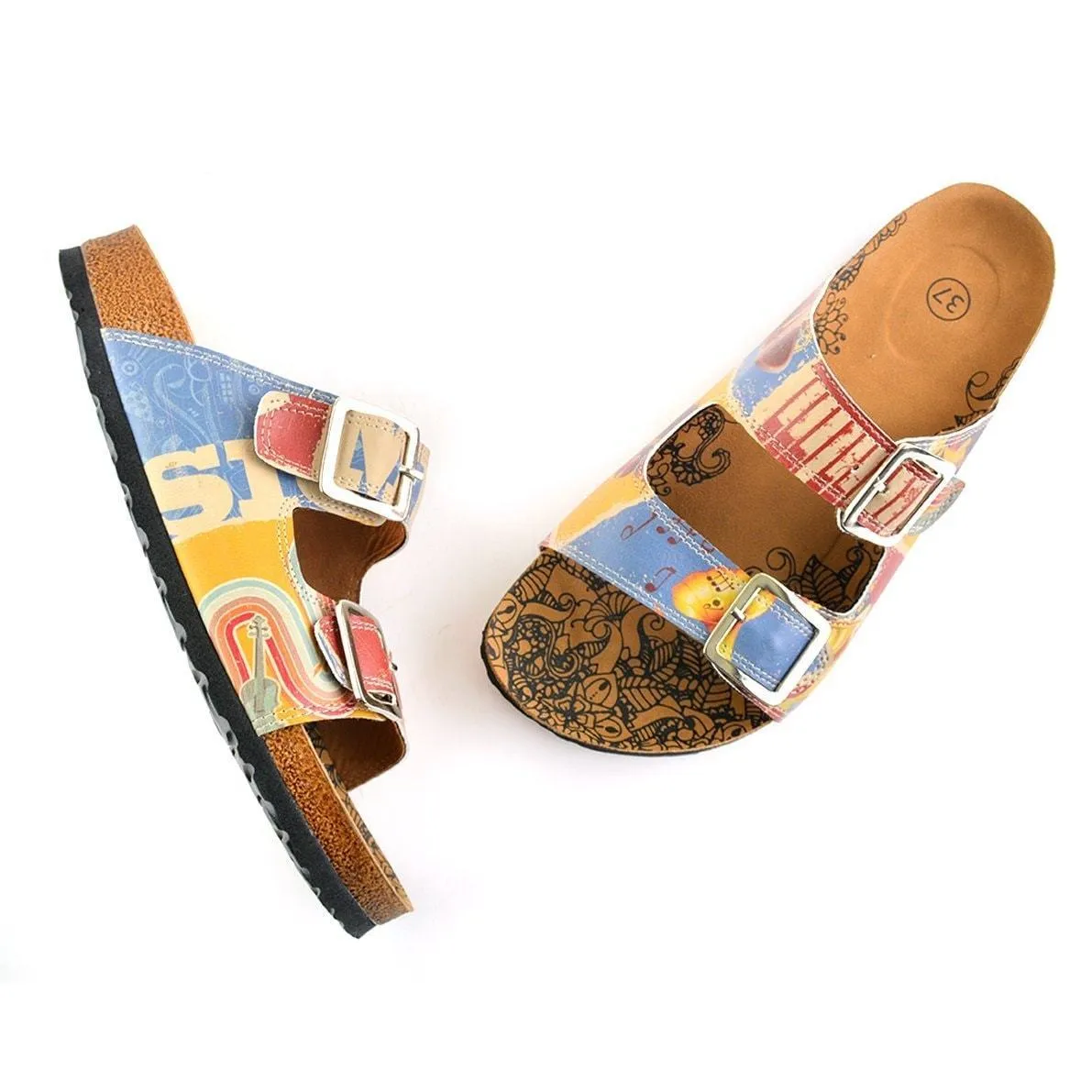 Blue Music Two-Strap Buckle Sandal CAL204
