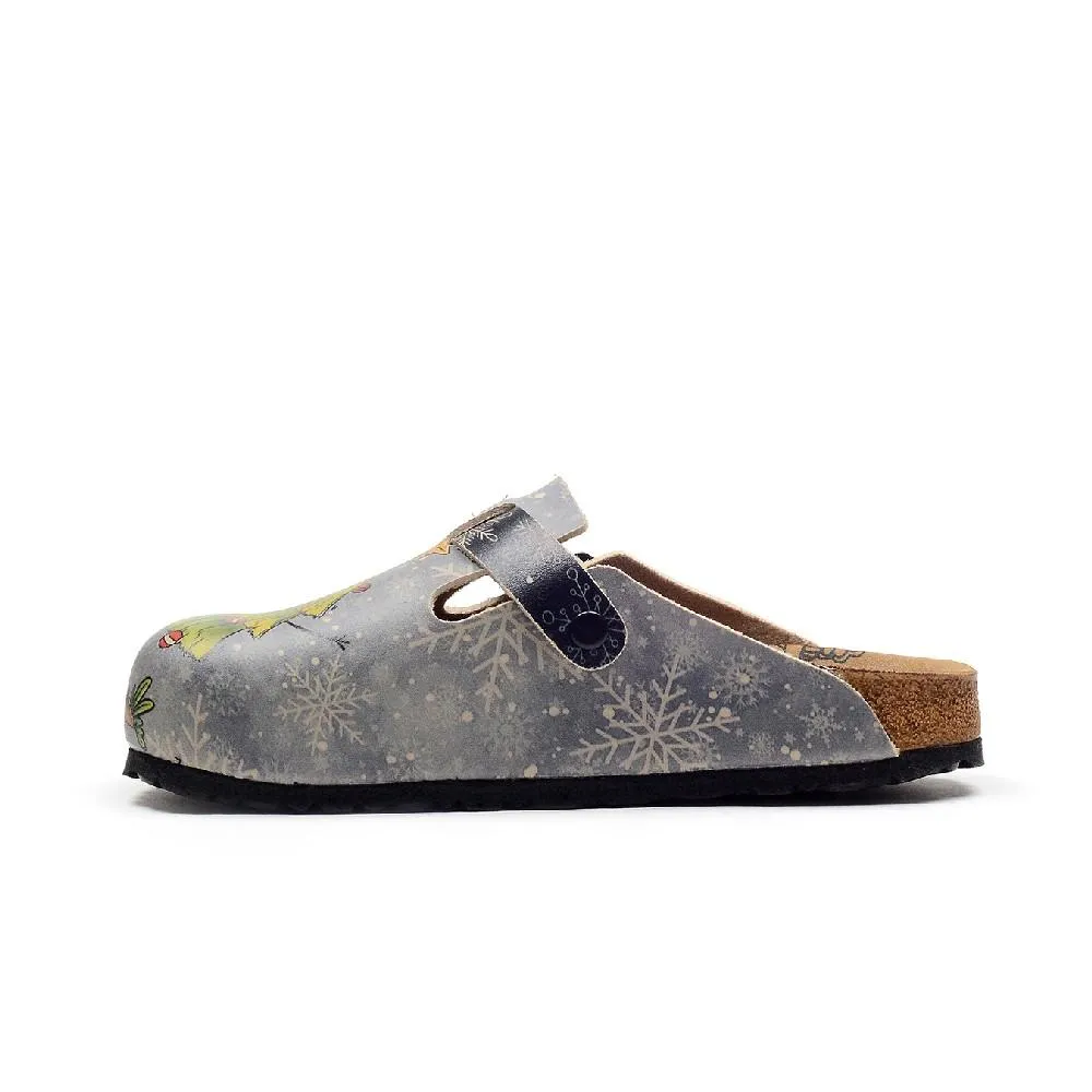 Blue Santa & Holiday Tree Printed Clogs - CAL3412