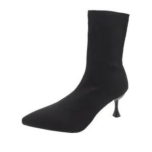 Botines Stilettos tejido elástico puntiagudos
