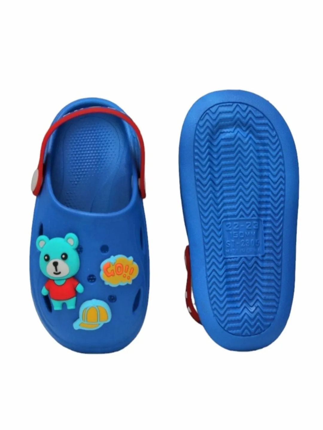 Boy's Animated Bear and Adventure Themed Clogs, Blue
