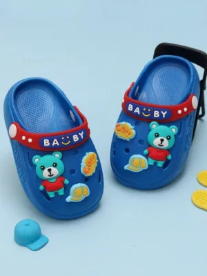 Boy's Animated Bear and Adventure Themed Clogs, Blue