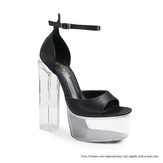 BRIT-4 PEEP TOE CLEAR PLATFORM CHUNKY HEEL - BLACK